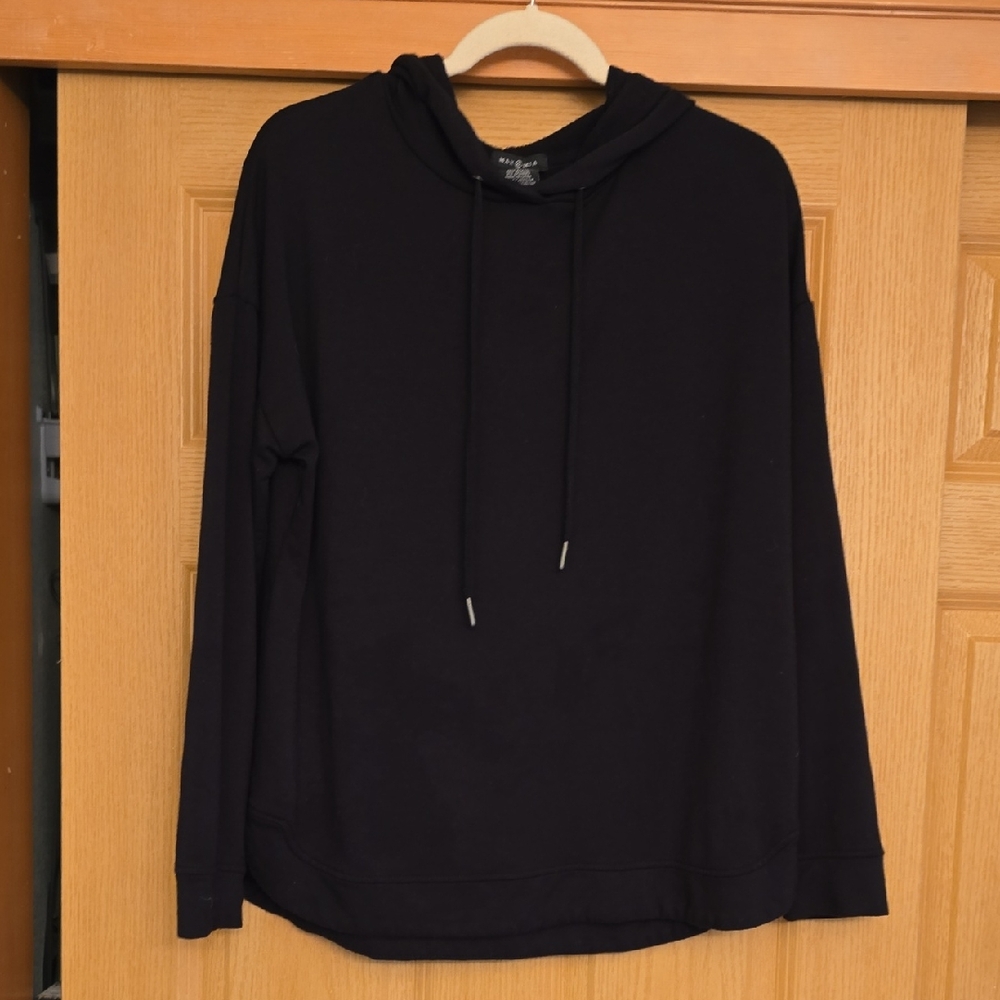 Women's Black Hoodie Tunic  Sweatshirt